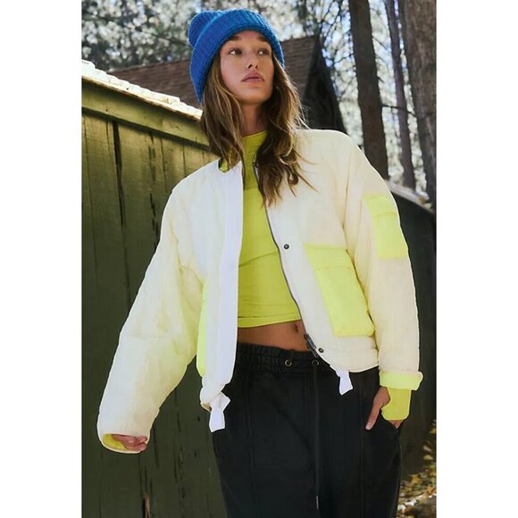 FREE PEOPLE Outta Left Field Jacket in Neon Green Size Small - Picture 2 of 15